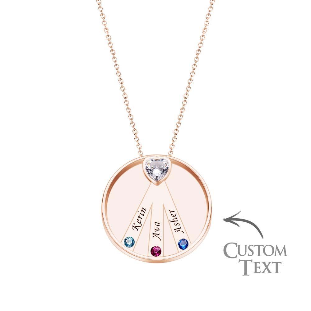 Engravable Birthstone Necklace Charming Circle Pendant Jewelry Gifts For Women - soufeelus