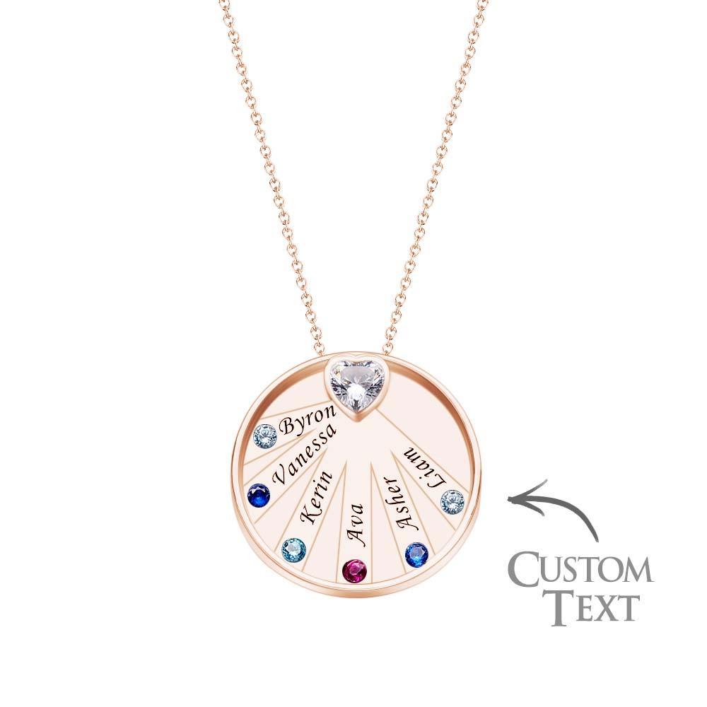 Engravable Birthstone Necklace Charming Circle Pendant Jewelry Gifts For Women - soufeelus