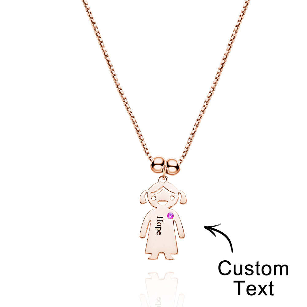 Mother's Necklace with Engravable Birthstone Children's Charms - soufeelus