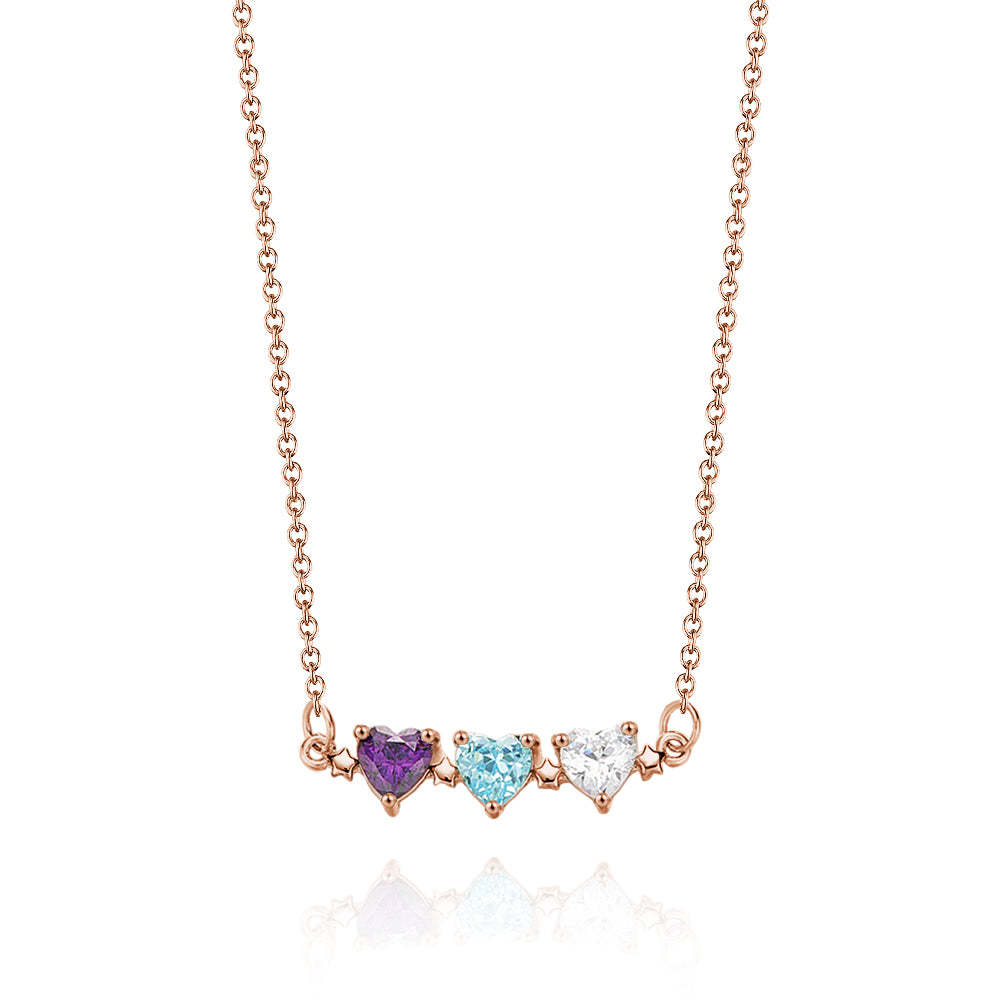 Personalized Heart-Shaped Birthstone Necklace Anniversary Birthday Gift for Her - soufeelus