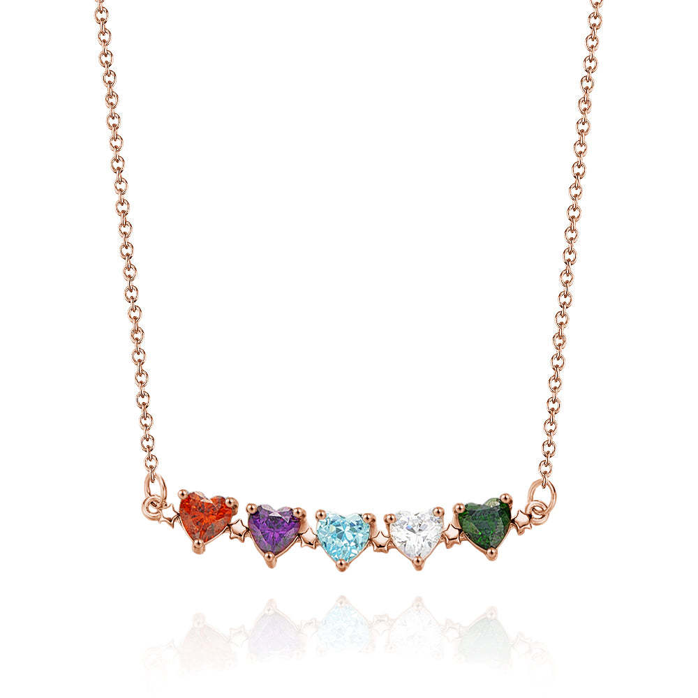 Personalized Heart-Shaped Birthstone Necklace Anniversary Birthday Gift for Her - soufeelus