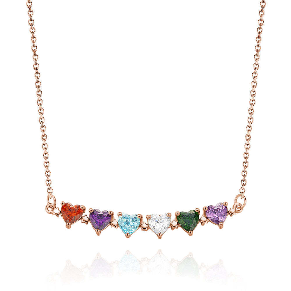 Personalized Heart-Shaped Birthstone Necklace Anniversary Birthday Gift for Her - soufeelus