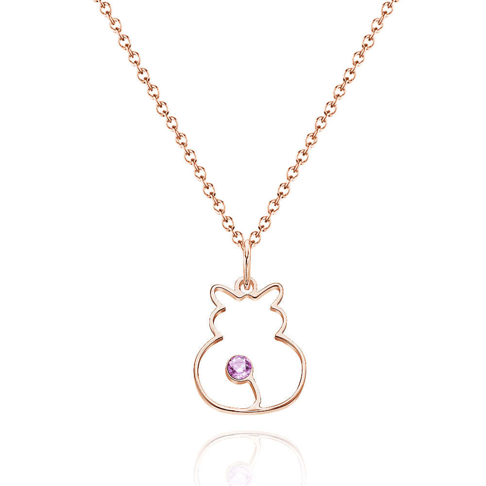 Custom Cat Necklace with Birthstone Necklace Birthday Anniversary Gift for Pet Lover - soufeelus