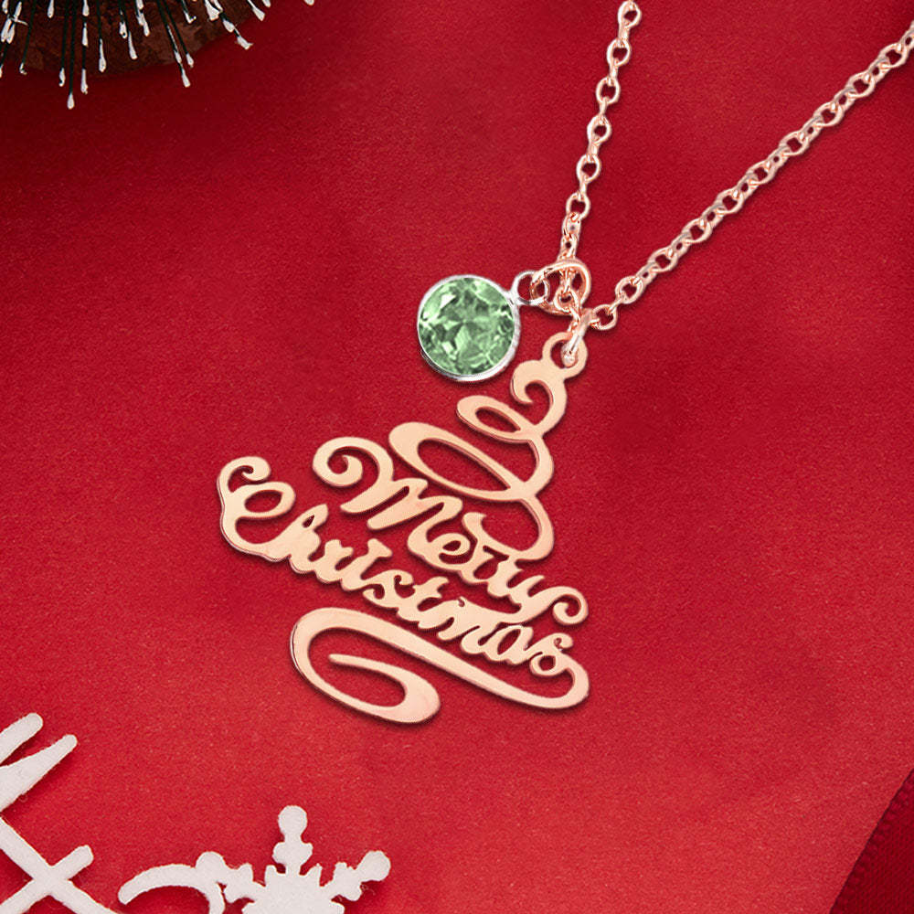Personalized Christmas Tree Birthstone Necklace Christmas Gift for Her - soufeelus