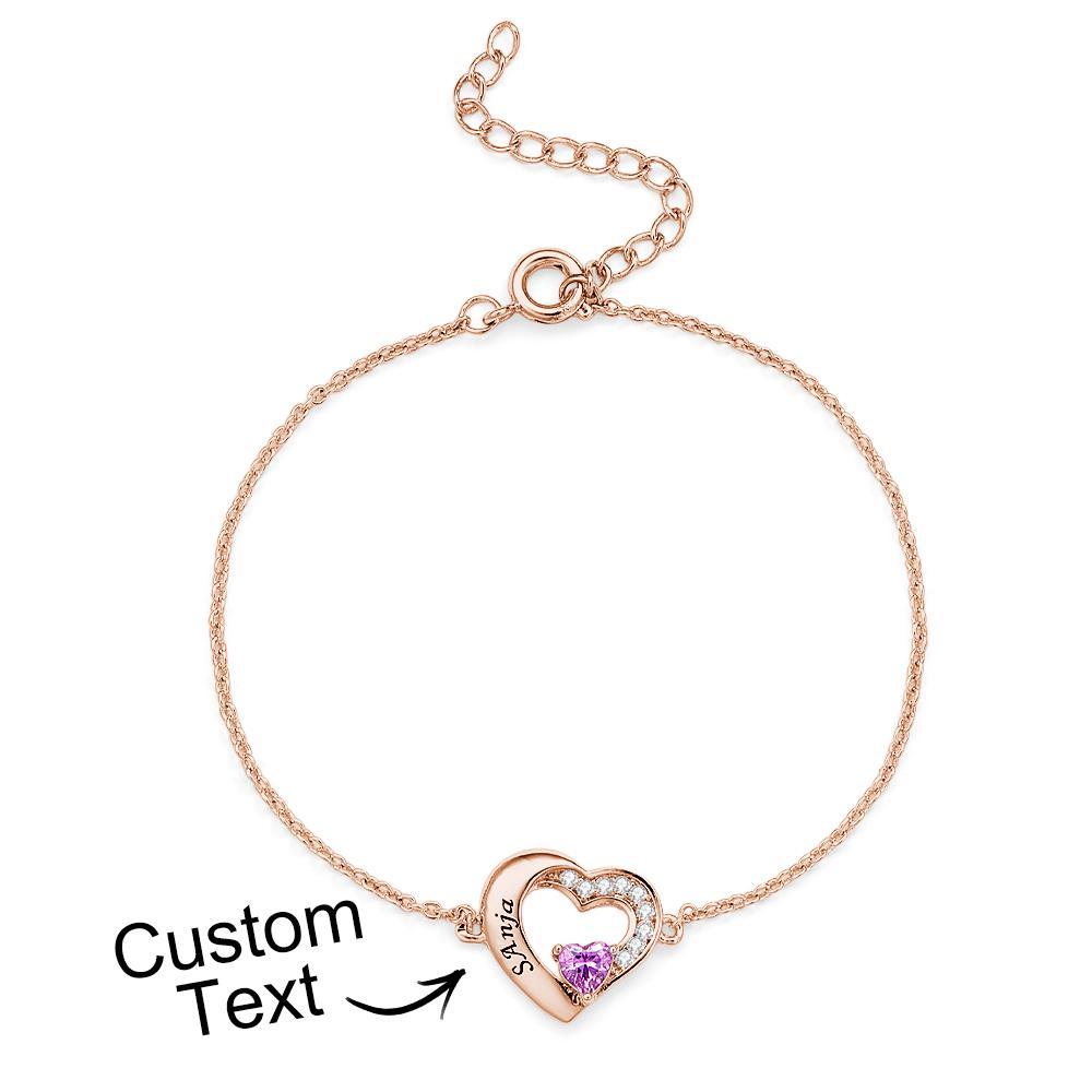 Engraved Fashion Birthstone Bracelet Personalized Flower Adjustable Bracelet For Her - soufeelus
