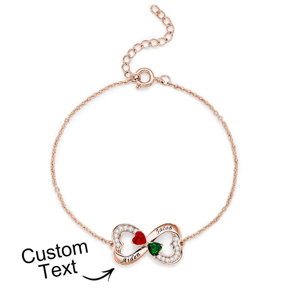 Engraved Fashion Birthstone Bracelet Personalized Flower Adjustable Bracelet For Her - soufeelus
