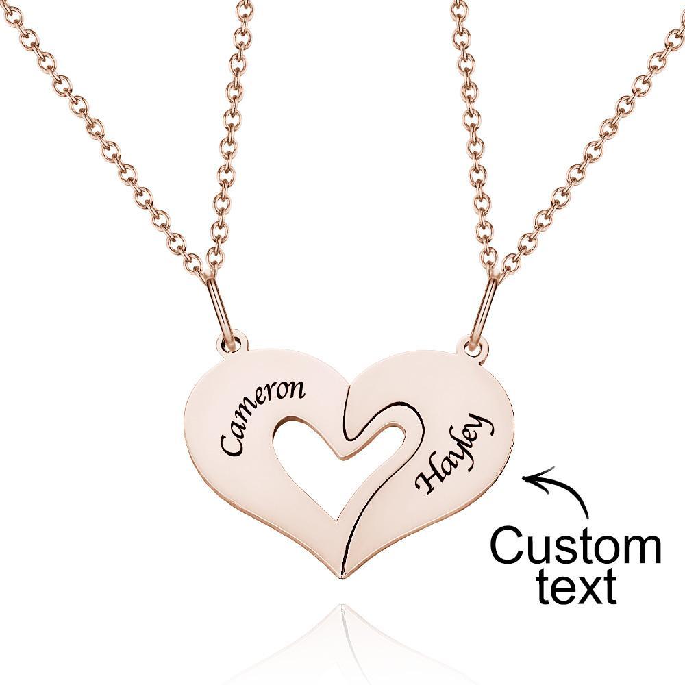 Personalized Engraved Heart Puzzle Necklace Custom Creative Pendant For Couples - soufeelus