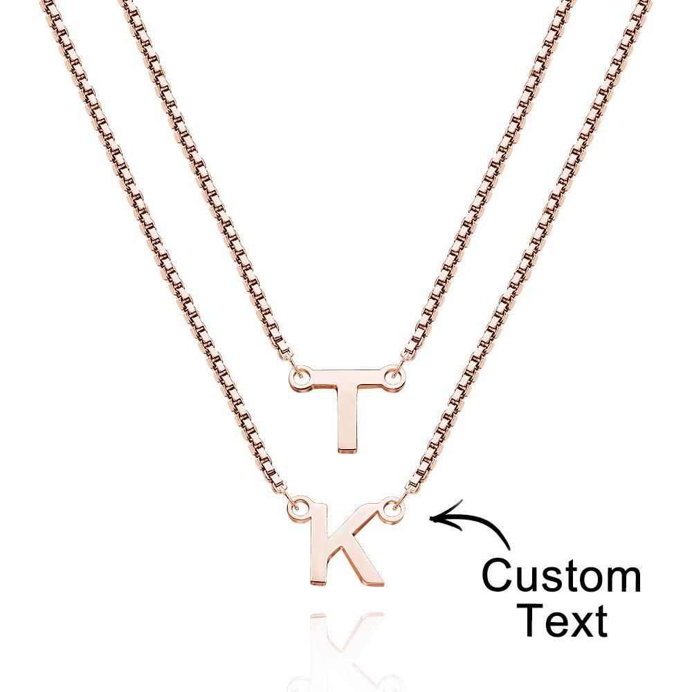 Double Chain Name Necklace Personalized Letter Necklace Initial Gift Necklace Gift For Women - soufeelus