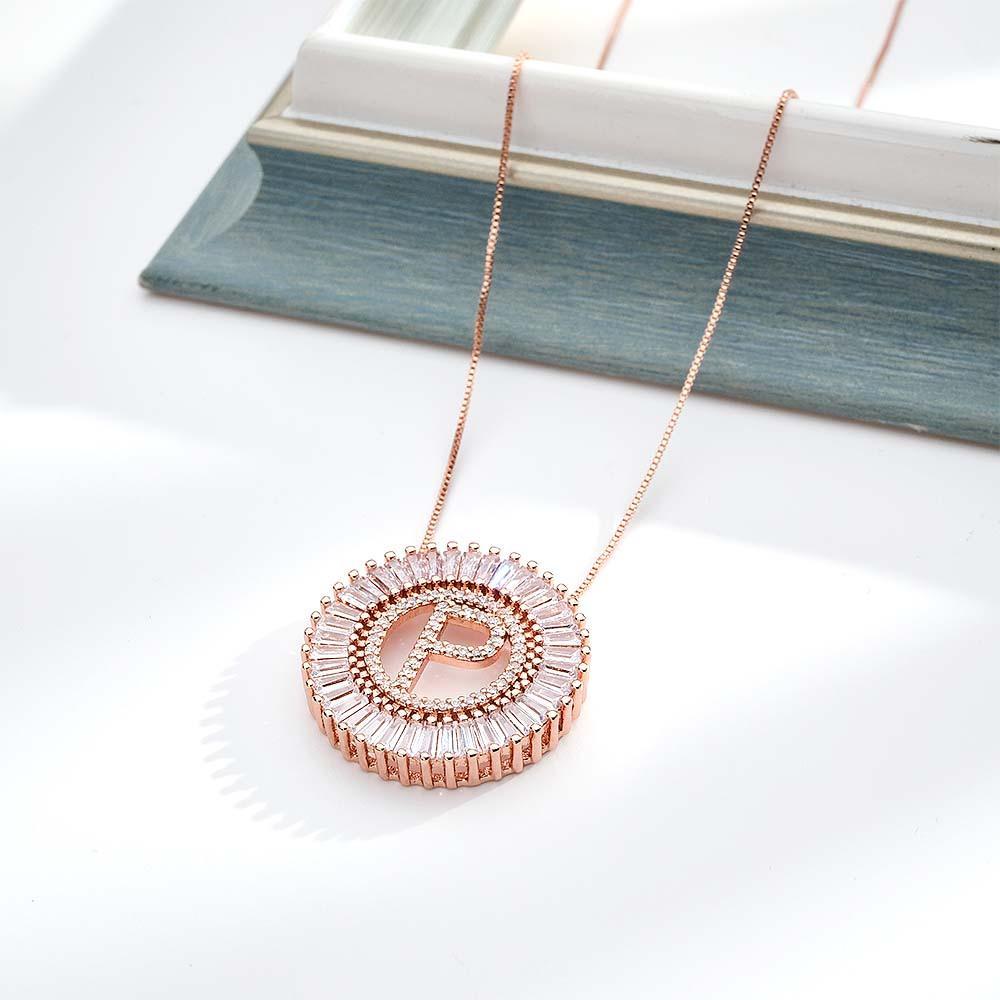 Custom Initial Letter Diamond Necklace Sunburst Hip Hop Necklace For Him - soufeelus