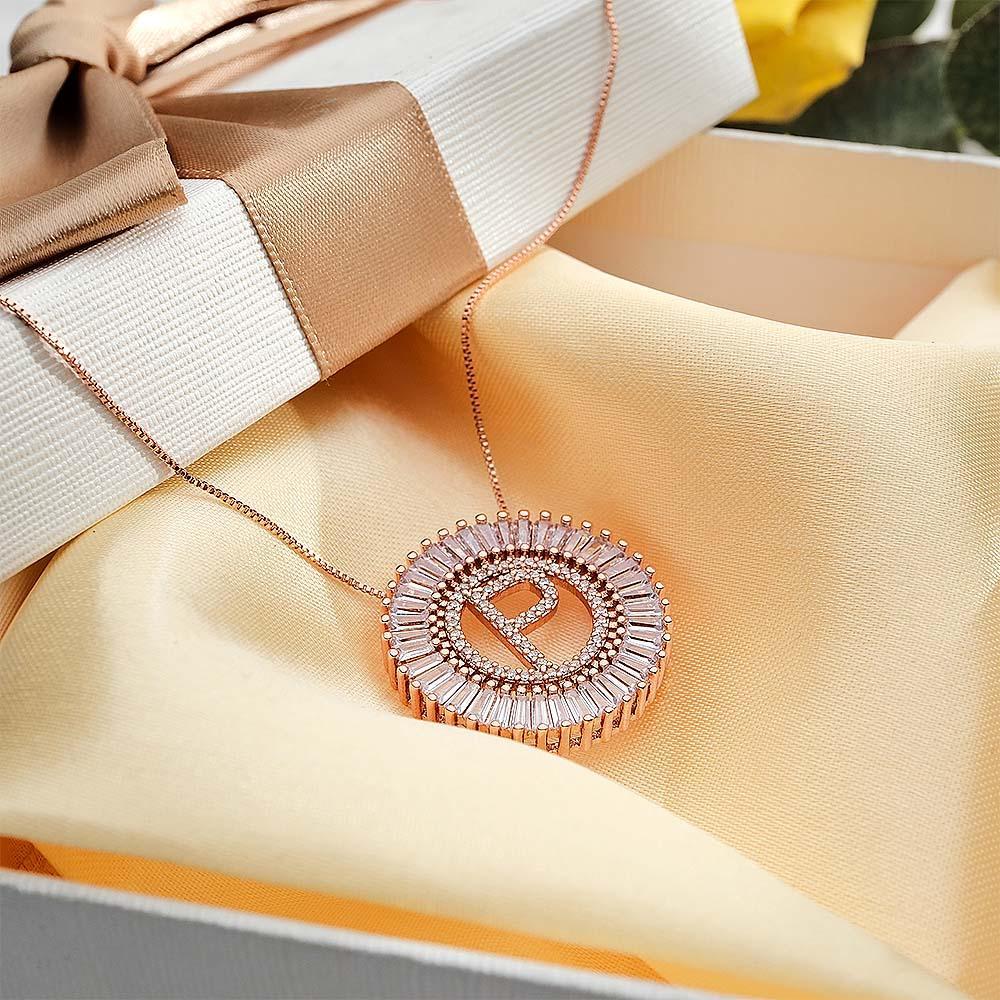Custom Initial Letter Diamond Necklace Sunburst Hip Hop Necklace For Him - soufeelus