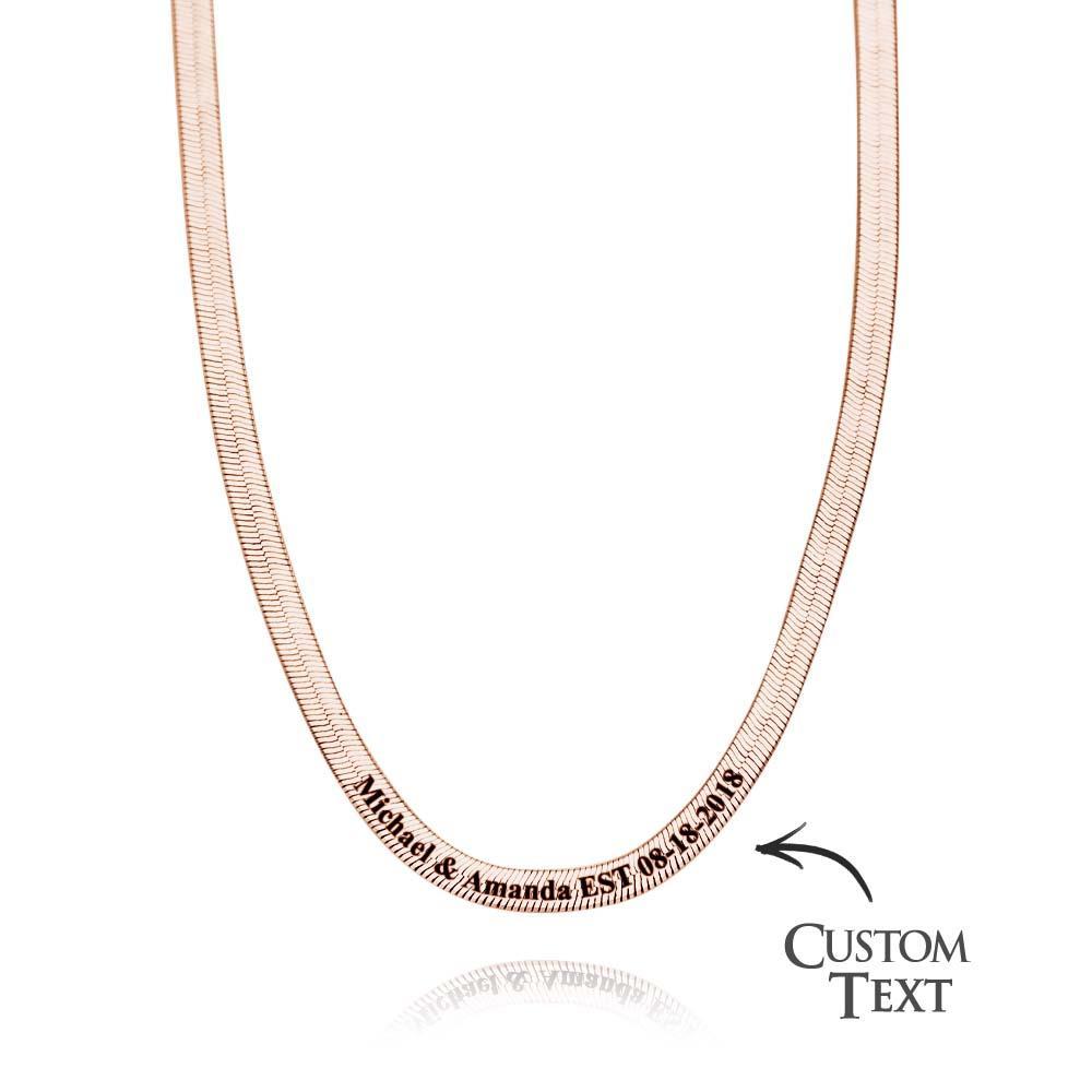 Personalized Engravable Herringbone Chain Necklace Custom Necklace with Personalized Text Gift for Her - soufeelus