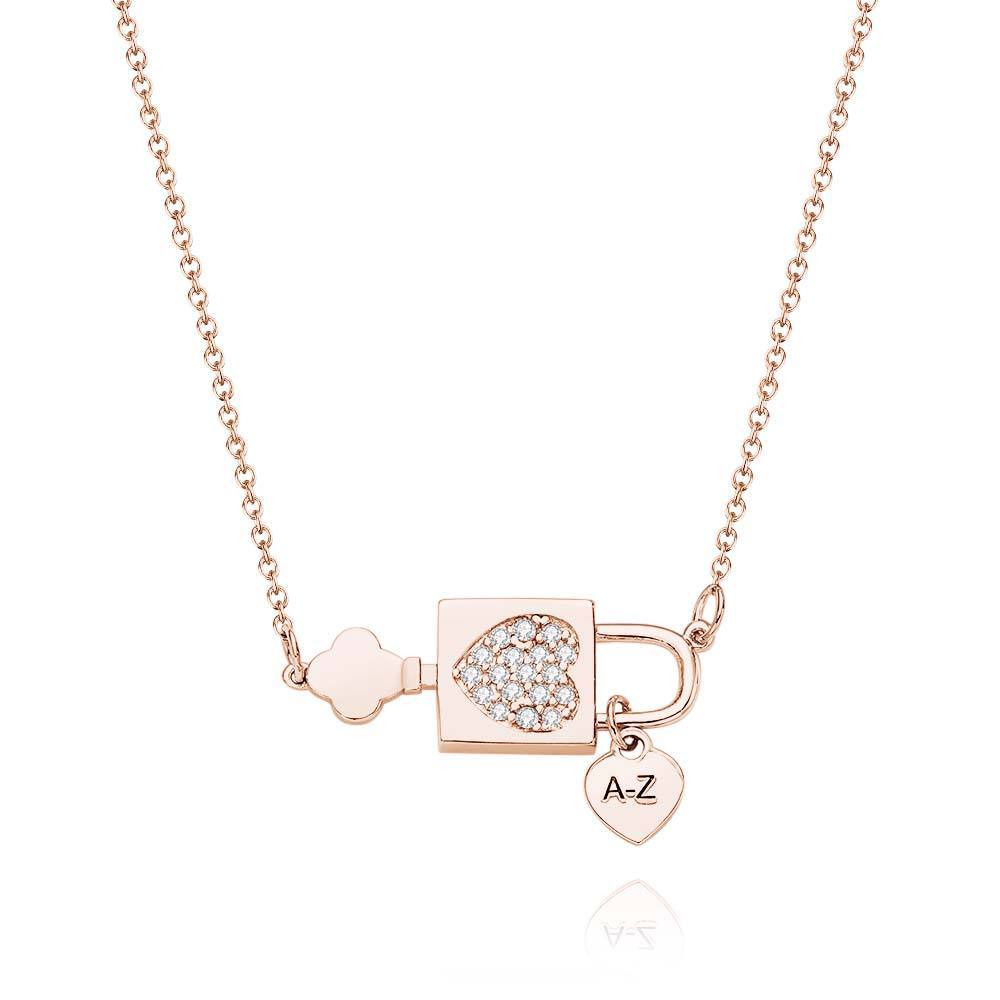 Custom Engraved Necklace Initial Necklace Alphabet Heart Lock Pendant Necklace for Women Gift for Her - soufeelus