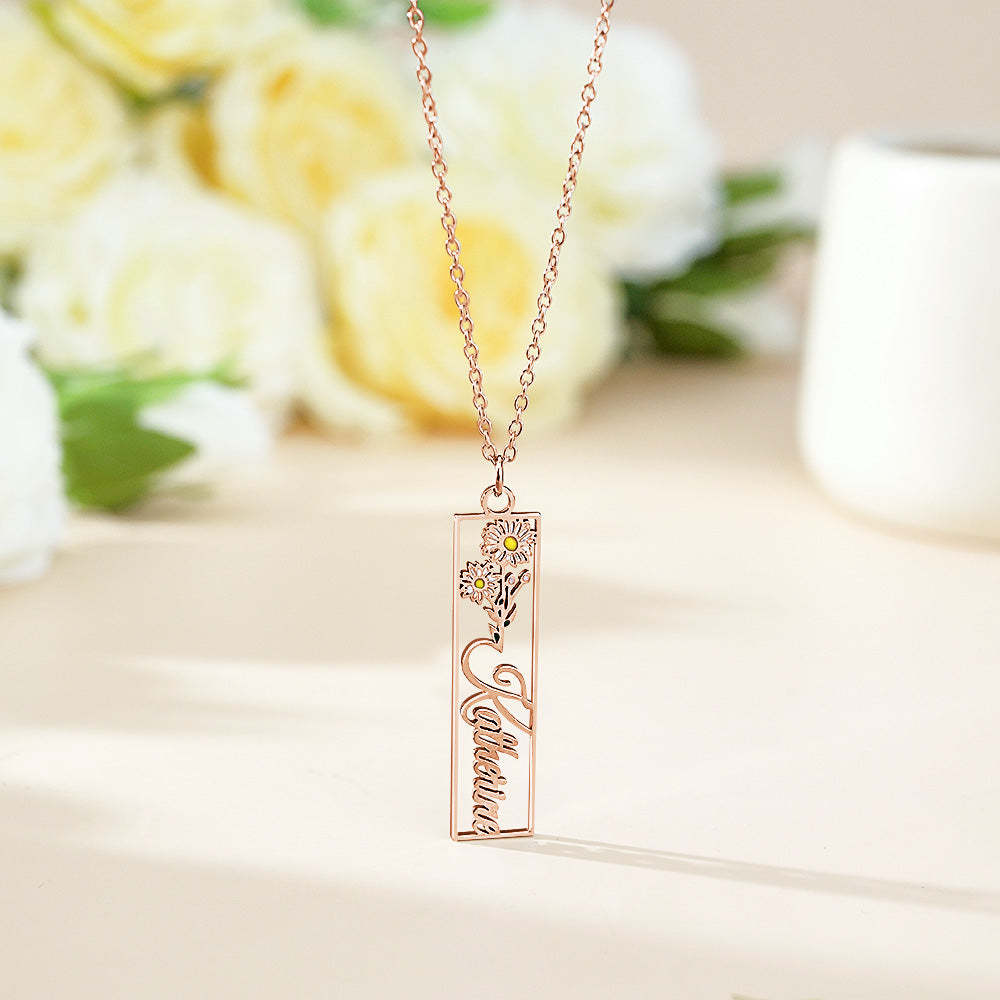 Personalized Birth Flower Name Necklace Bride Bridesmaid Gift for Women - soufeelus