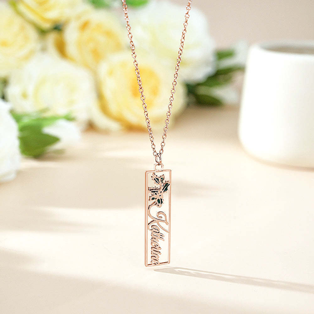Personalized Birth Flower Name Necklace Bride Bridesmaid Gift for Women - soufeelus