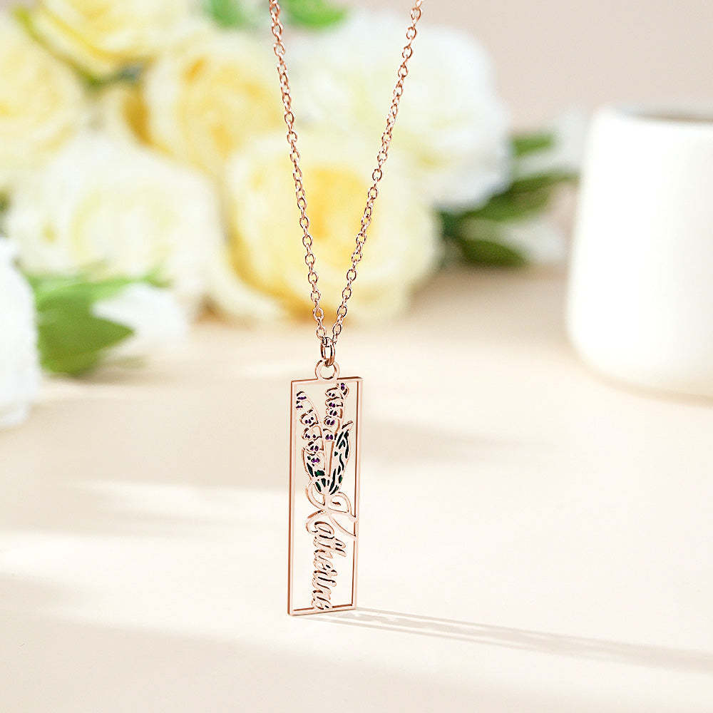Personalized Birth Flower Name Necklace Bride Bridesmaid Gift for Women - soufeelus