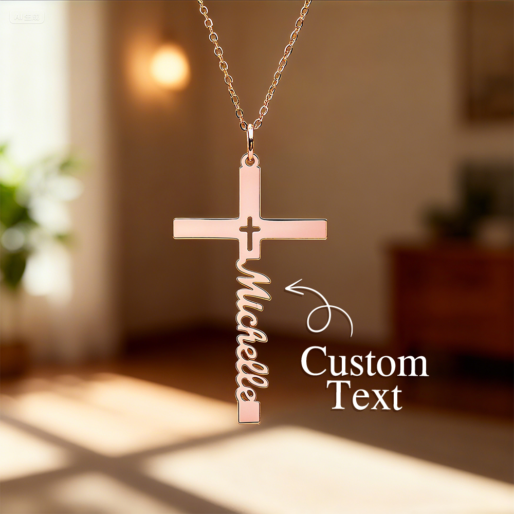 Custom Name Cross Necklace Personalized Minimalist Jewelry Everyday Fashion Accessory detail