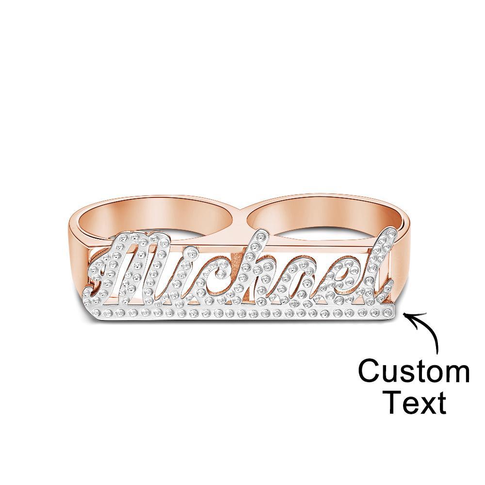 Custom Two Finger Name Ring Personalized Men's Double Band Ring Gift for Him - soufeelus