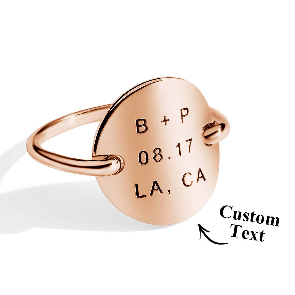 Custom Engraved Oval Ring Personalized Text Ring Gift for Her - soufeelus