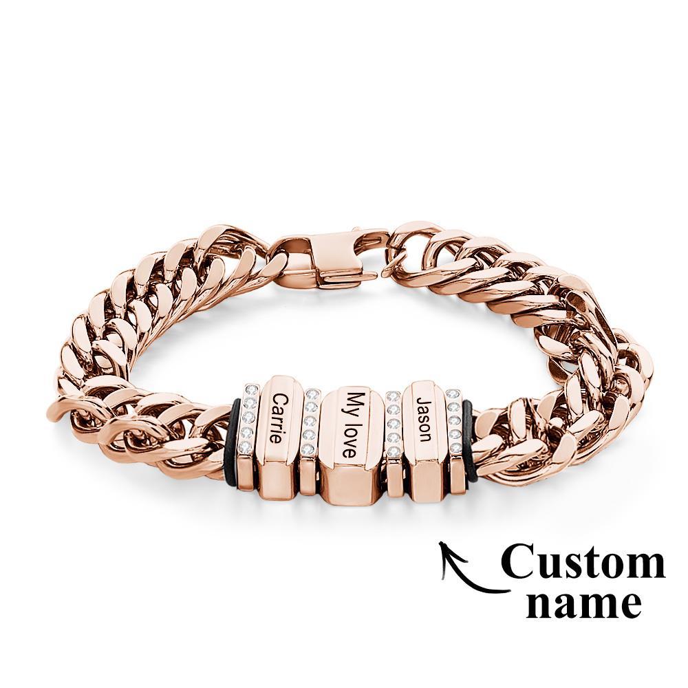 Snake Shaped Chains with Custom Diamond Family Beads Customized with Family Name Giving a Special Gift for Couple - soufeelus