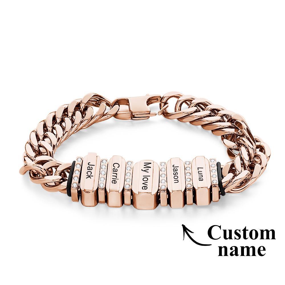 Snake Shaped Chains with Custom Diamond Family Beads Customized with Family Name Giving a Special Gift for Couple - soufeelus
