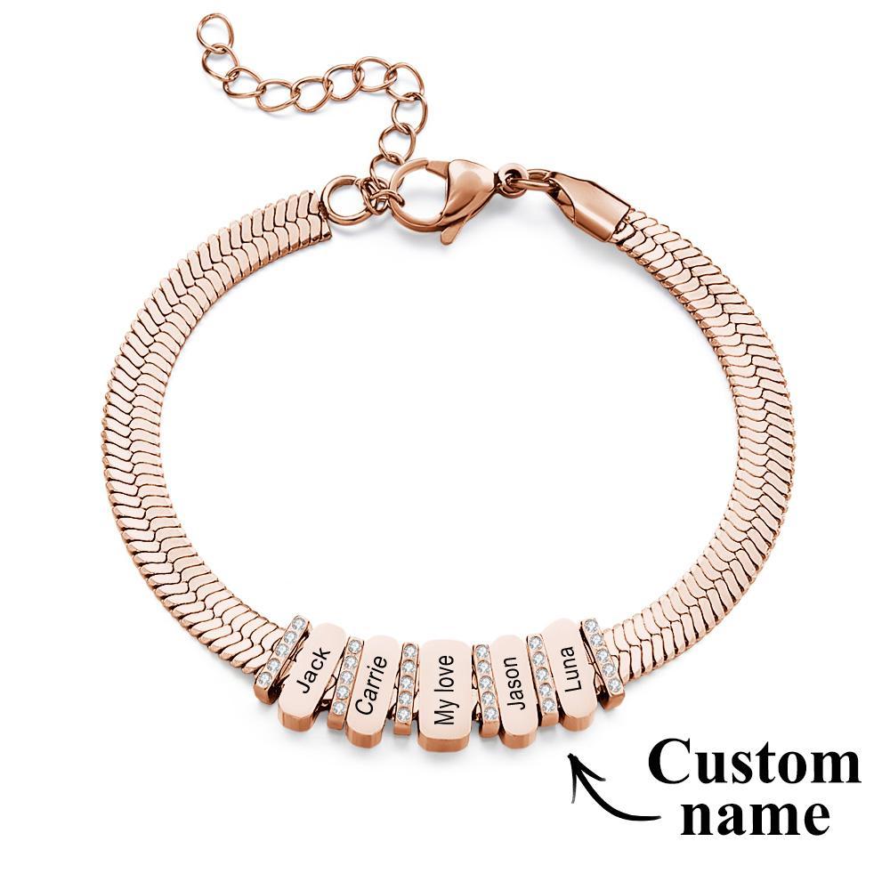 Snake Shaped Chains with Custom Diamond Family Beads Customized with Family Name Giving a Special Gift for Couple - soufeelus