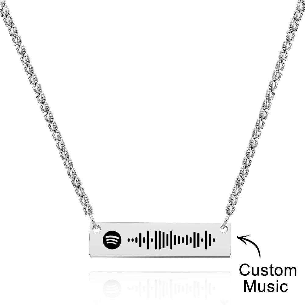 Scannable Spotify Code Bar Necklace Tennis Chain Fashion Gift - soufeelus