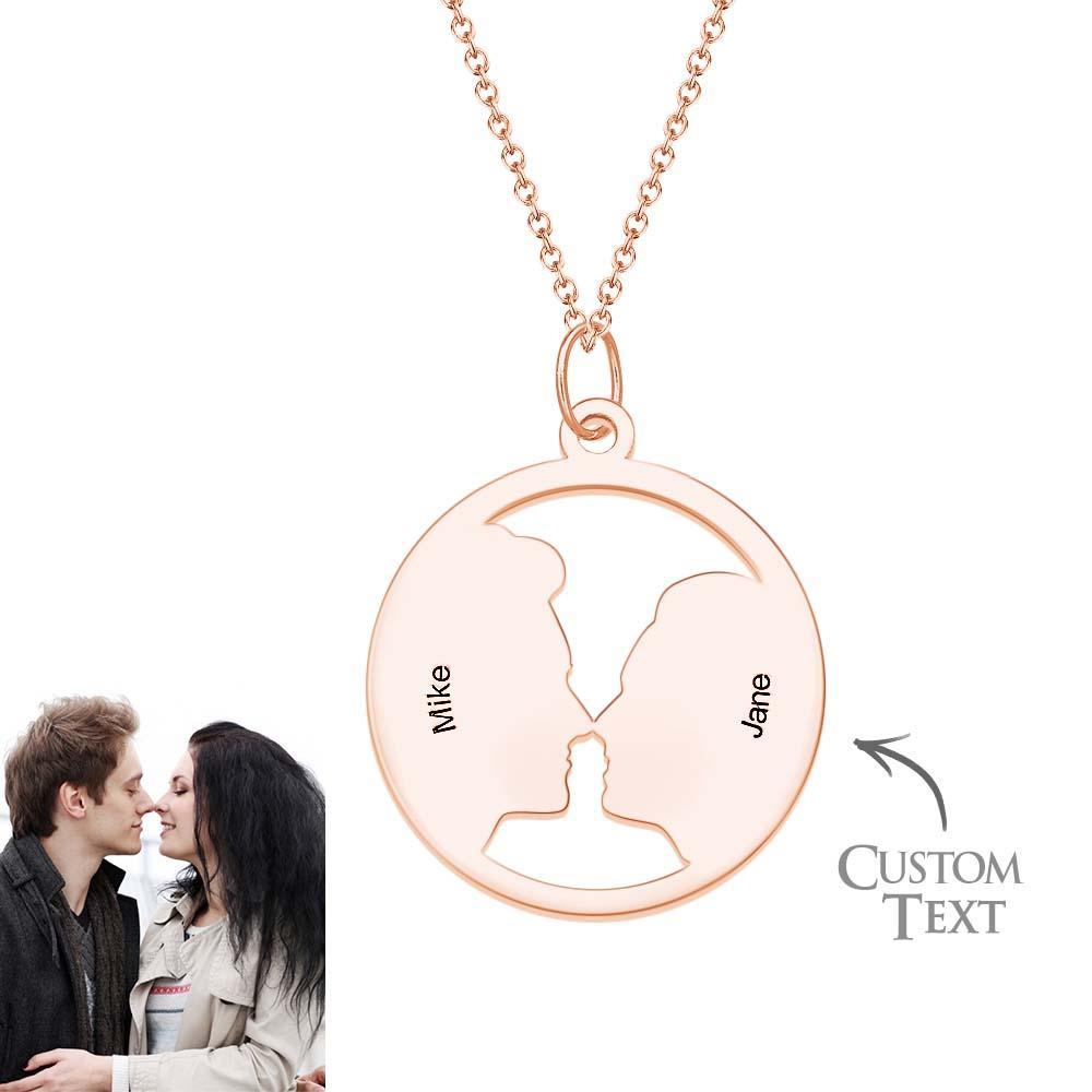 Custom Photo Silhouette Necklace for Couple with Custom Names - soufeelus