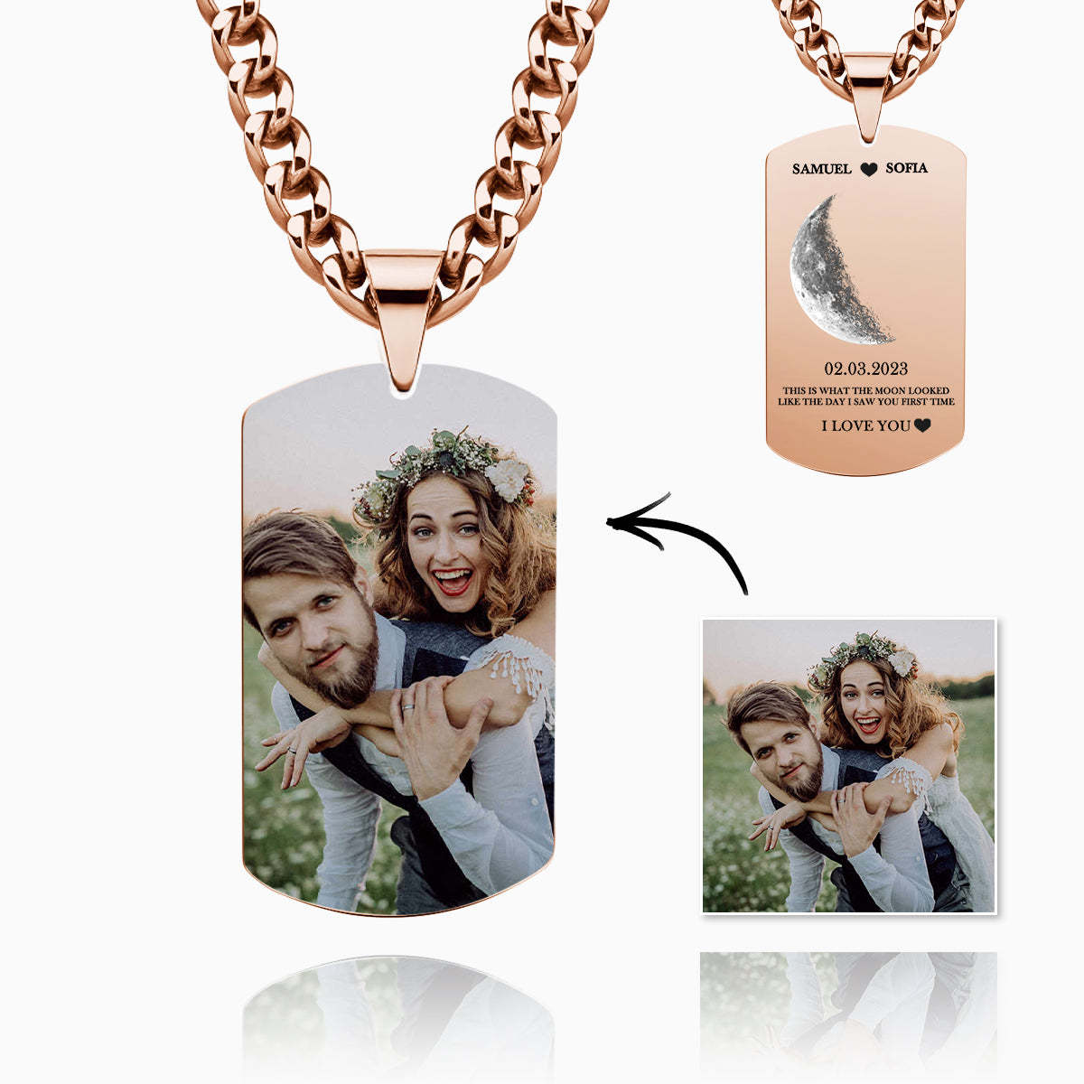 Personalized Moon Phase Photo Necklace Chic Chain Necklace Gifts For Lovers - soufeelus