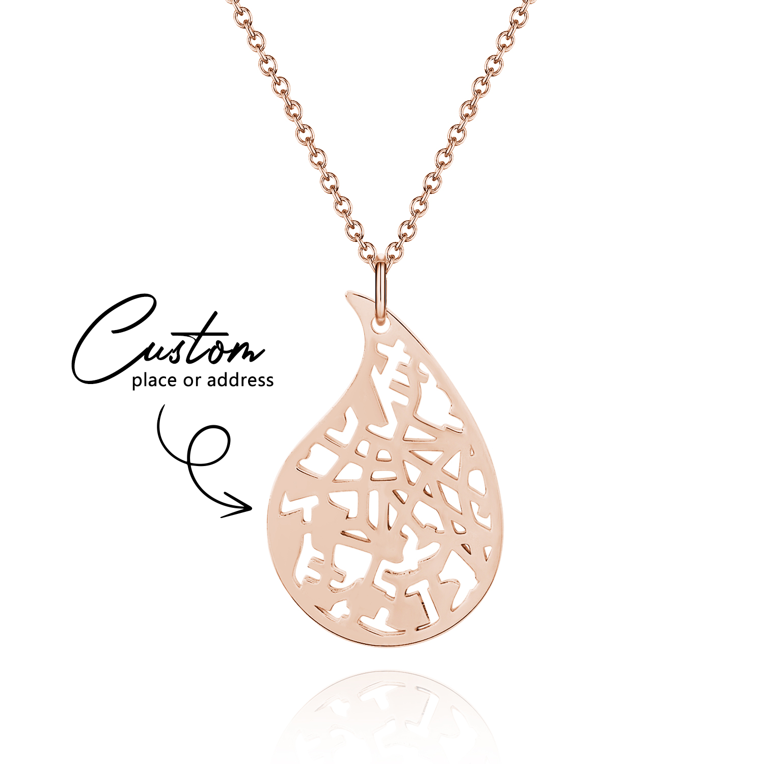 Custom Threads Of Life Map Necklace Big Water Droplet Map Necklace Gift for Her Anniversary Gift