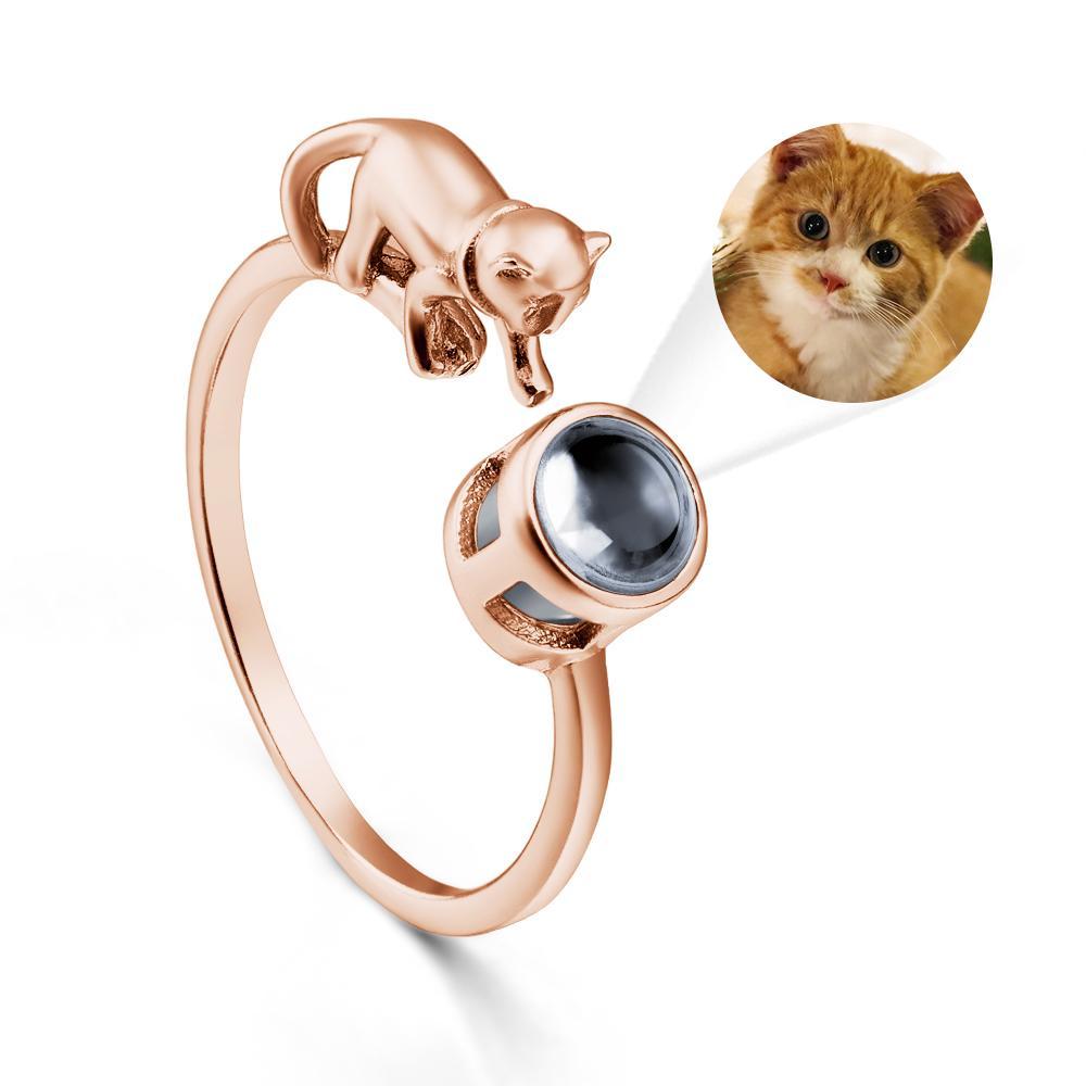 Custom Cat Photo Projection Ring Funny Pet Gift - soufeelus
