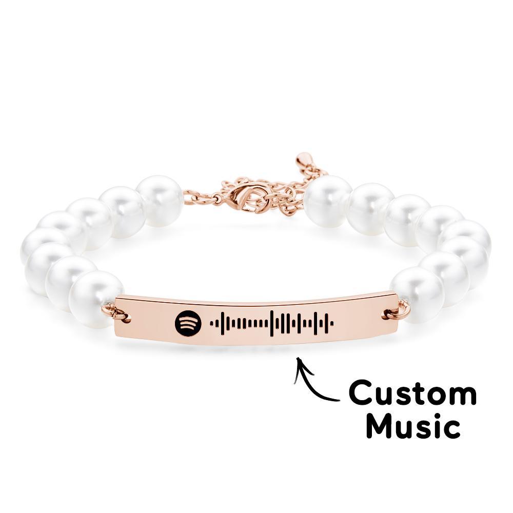 Custom Scannable Spotify Code Bracelet Pearl Love Gift - soufeelus