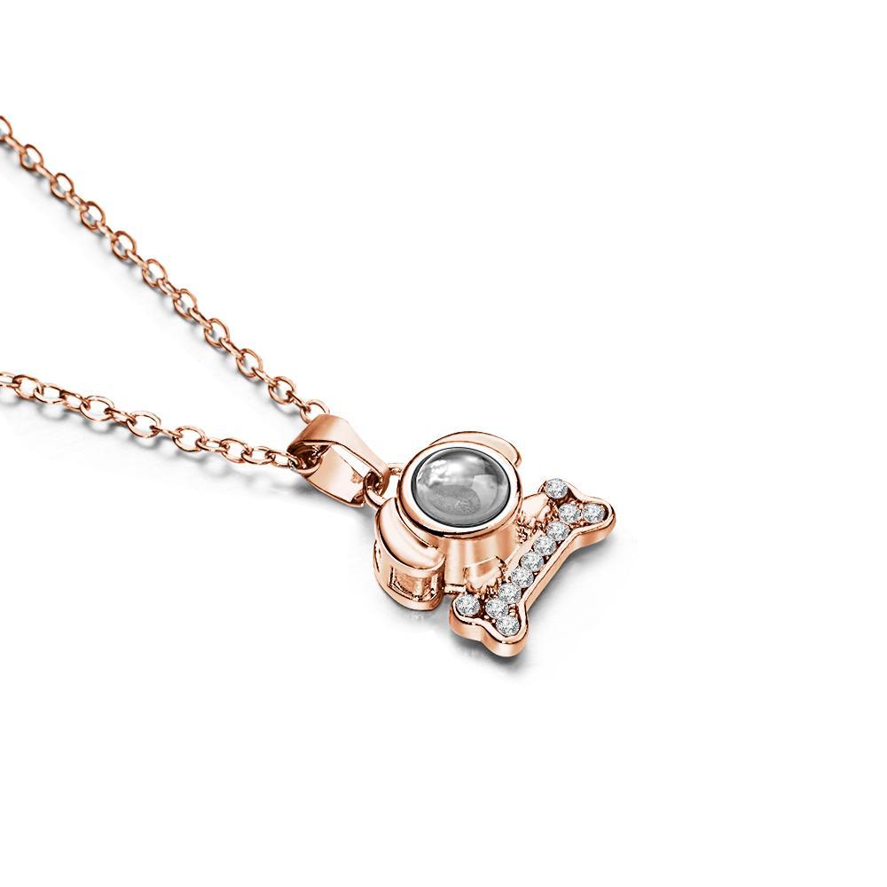 Custom Photo Projection Lovely Dog Bone Necklace Trendy Gift for Pet Lover - soufeelus