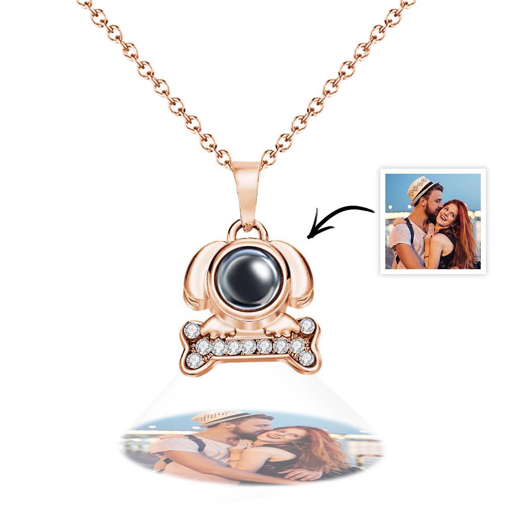 Custom Photo Projection Lovely Dog Bone Necklace Trendy Gift for Pet Lover - soufeelus