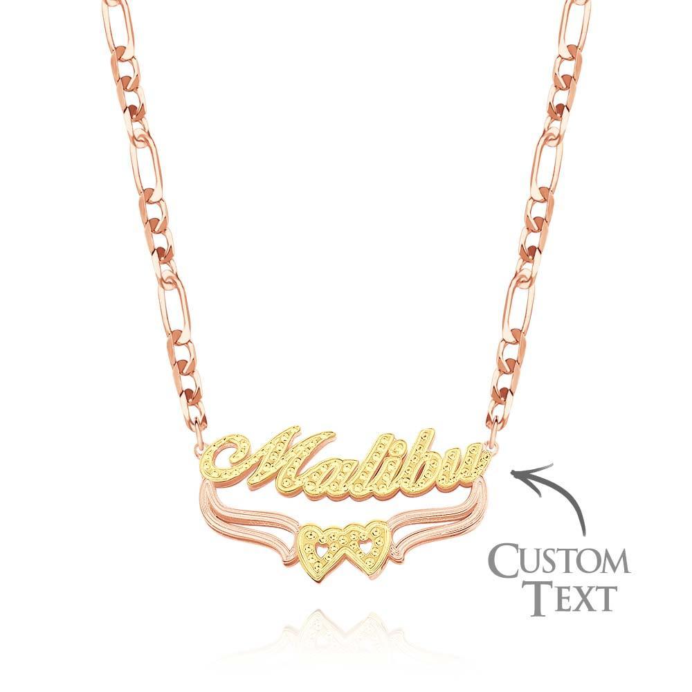 Personalized Hip Hop Name Necklace Double Heart Necklace Fashion Jewelry Gifts for Men - soufeelus
