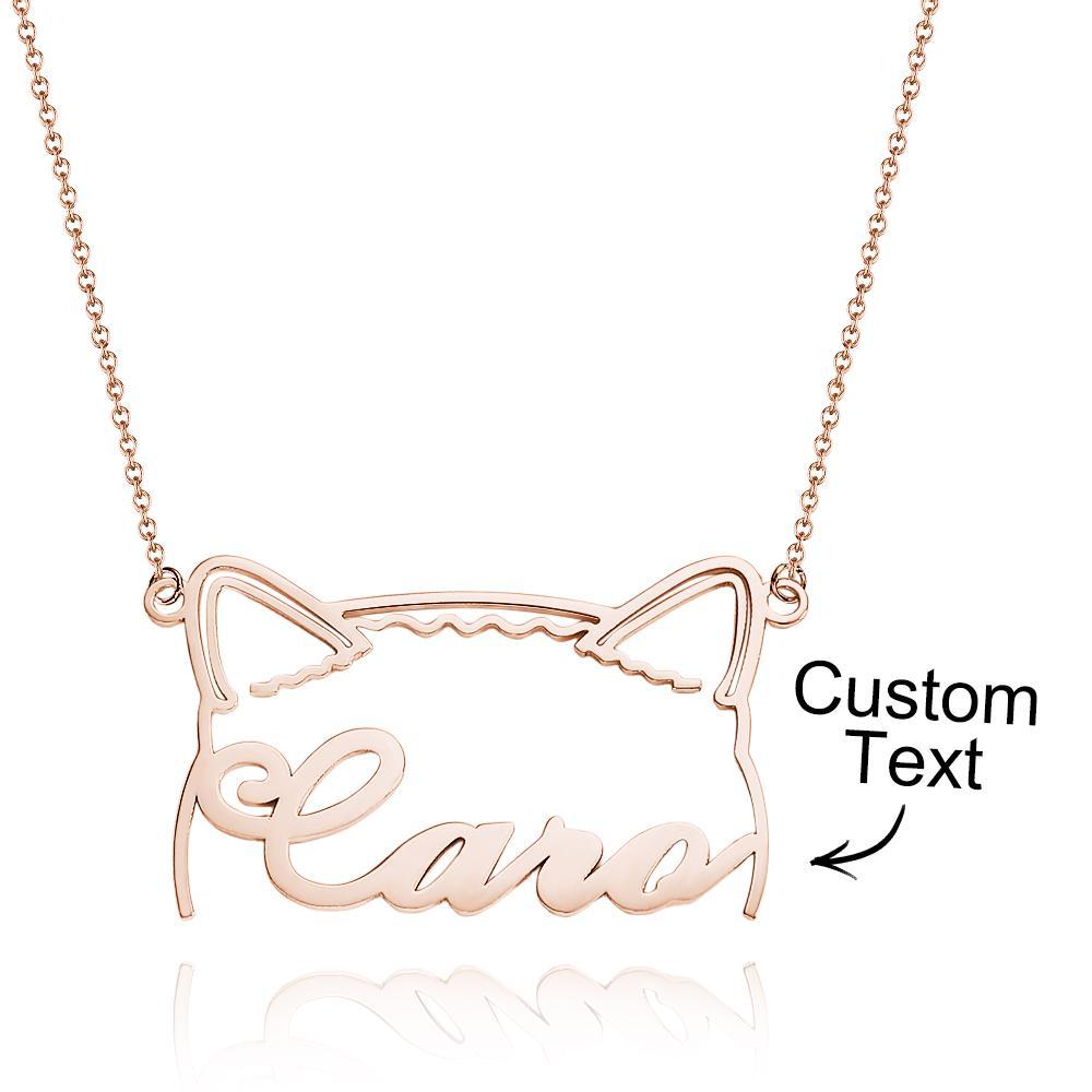 Custom Pet Silhouette Name Necklace Cute Dog Cat Modeling Jewelry Gift for Pet Lover - soufeelus