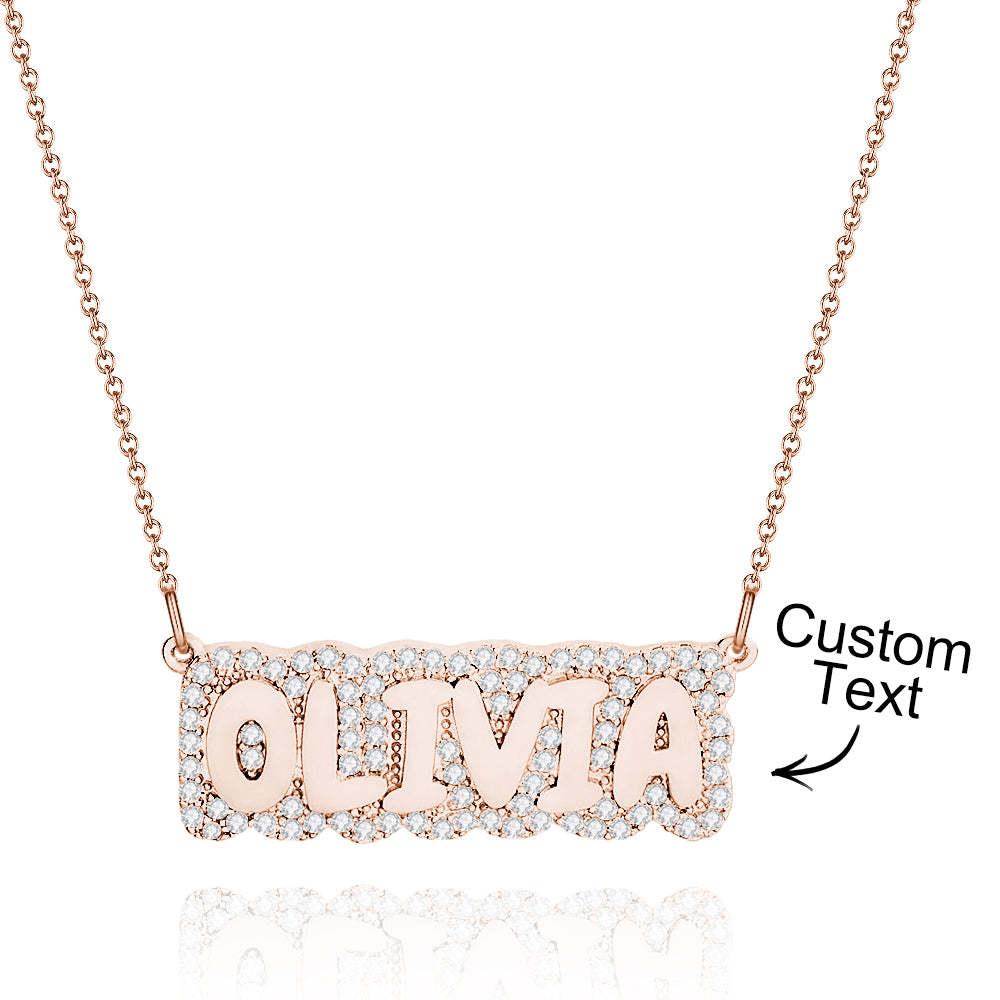 Custom Diamond Name Necklace Bubble Creative Gift - soufeelus