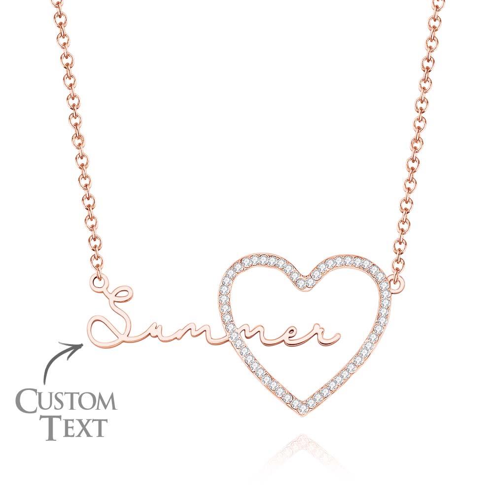 Custom Name Necklace Heart Iced Name Hollow Out Necklace Jewelry Gift For Her - soufeelus