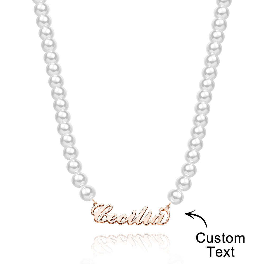 Custom Name Necklace Pearl Classic Romantic Gift - soufeelus