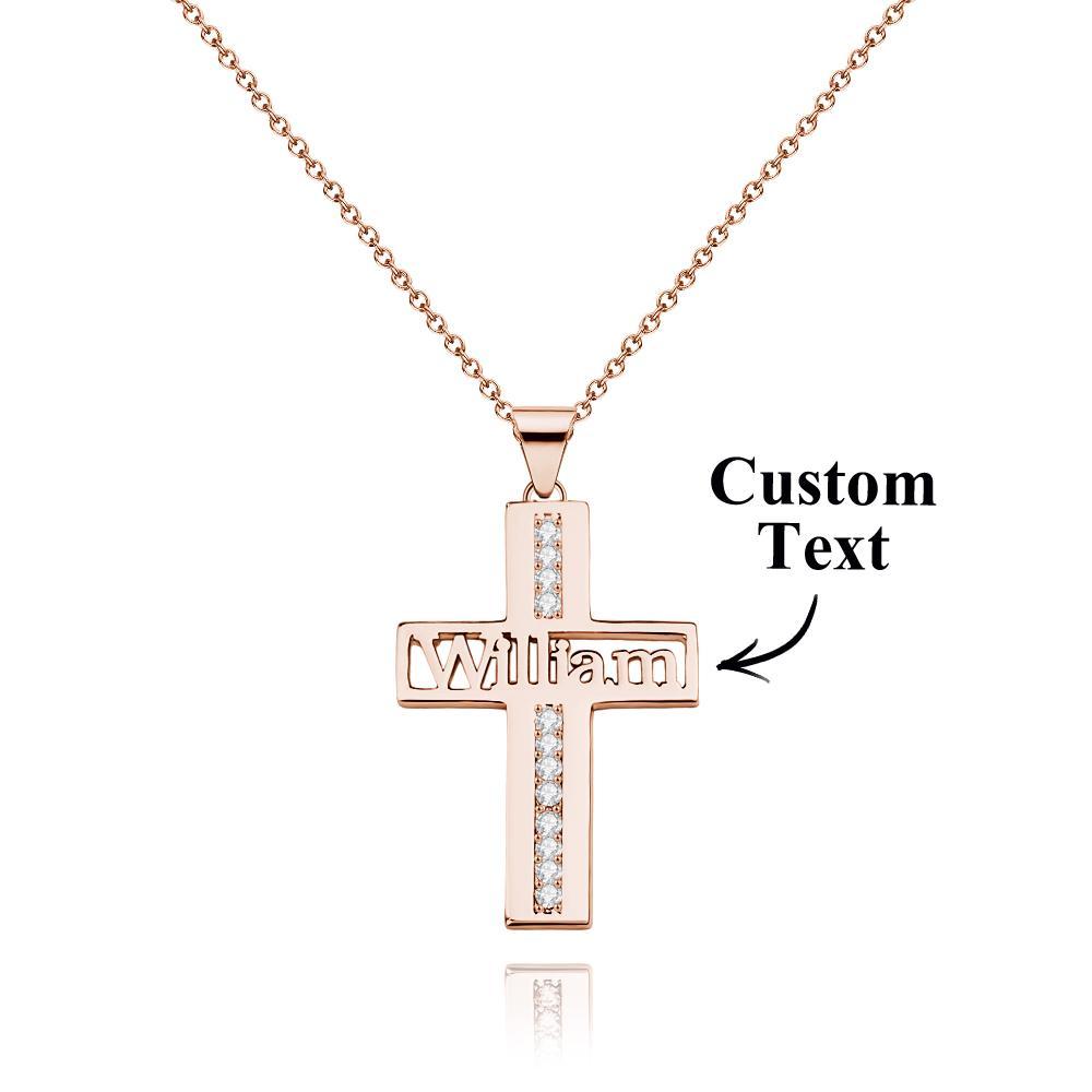 Personalized Name Cross Necklace With Daimond Pendant Gift For Her - soufeelus