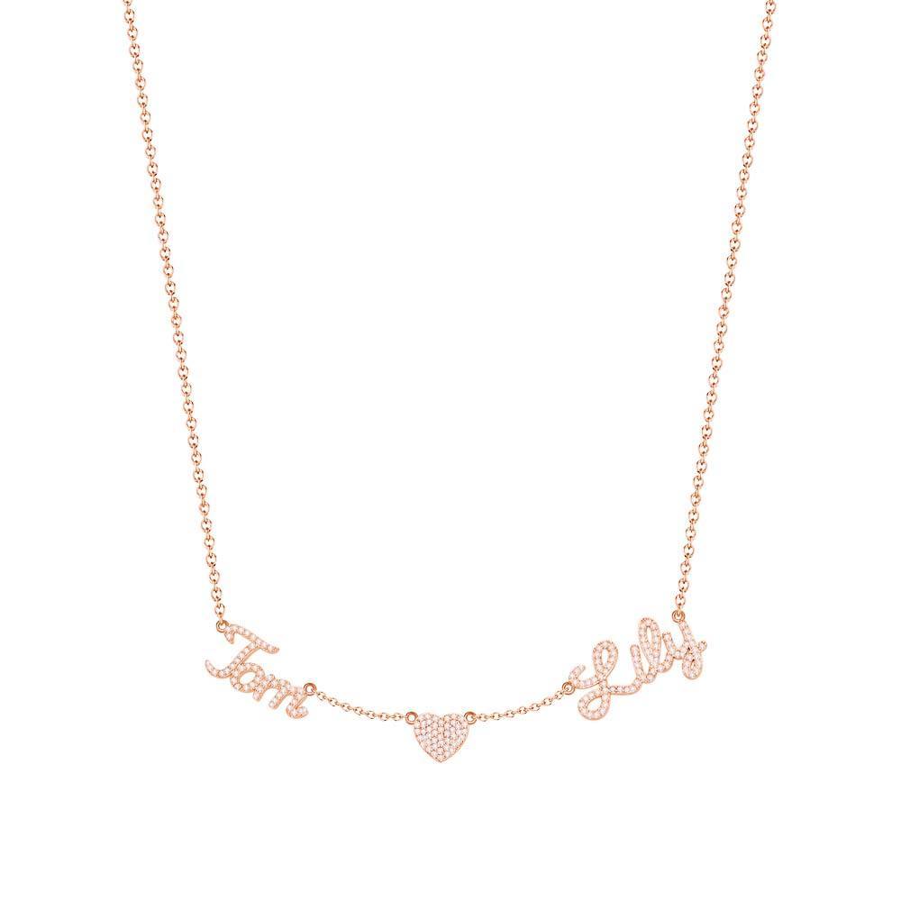 Custom Name and Pave Heart Charm Necklace Stylish Jewelry Gift For Women - soufeelus
