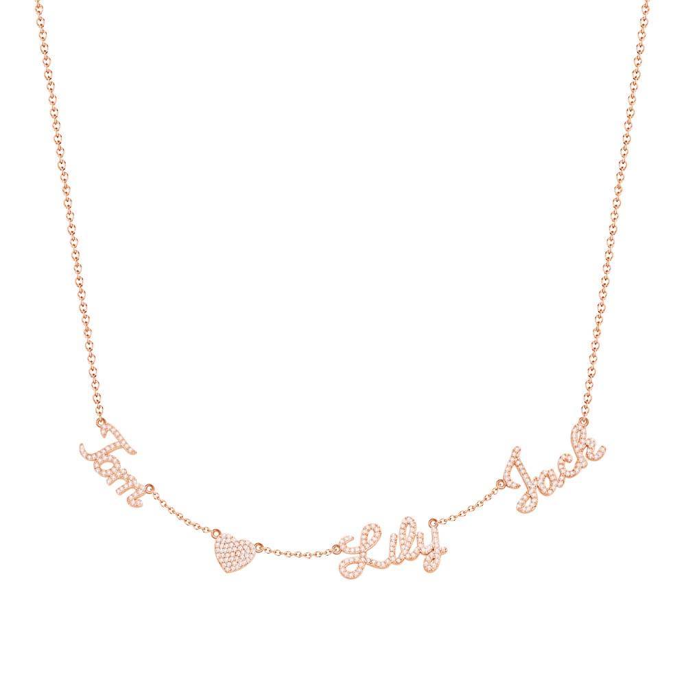 Custom Name and Pave Heart Charm Necklace Stylish Jewelry Gift For Women - soufeelus