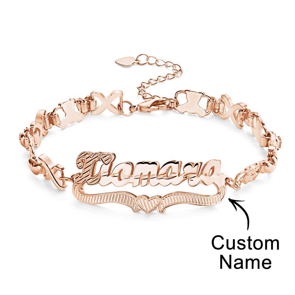 Personalized Hip Hop Name Bracelet Nameplate With Heart Decor Trendy Bracelet Jewelry Gifts For Men - soufeelus