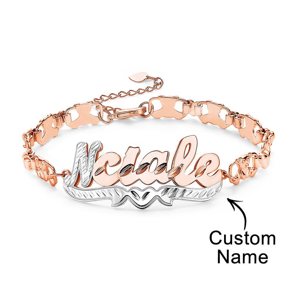 Personalized Hip Hop Name Bracelet Nameplate Love Heart Decor Fashion Bracelet Jewelry Gifts For Men - soufeelus