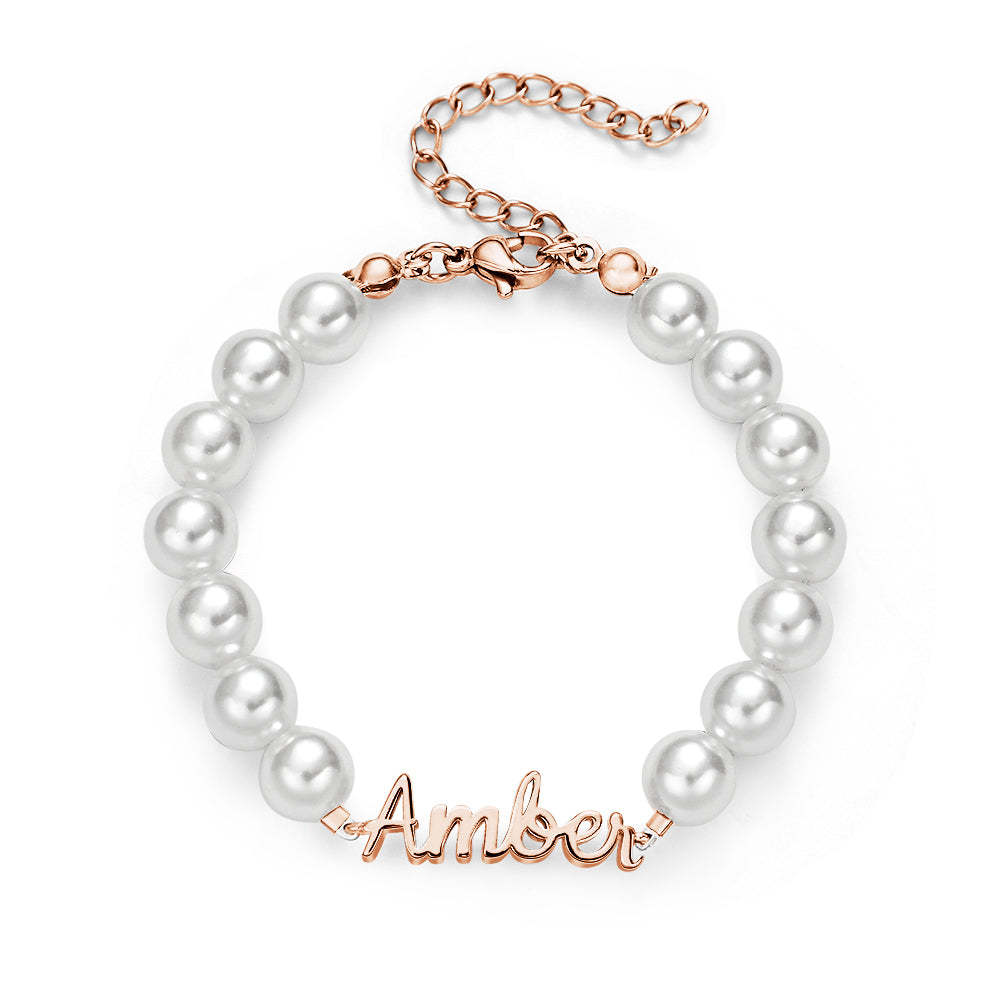 Custom Name Bracelet Pearl Chain Classic Gift - soufeelus