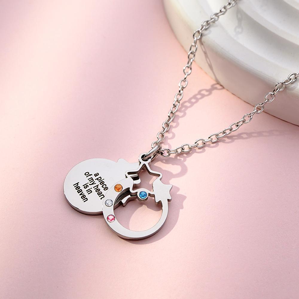 Custom Engraved Birthstone Necklace Double Layer Creative Gifts - soufeelus