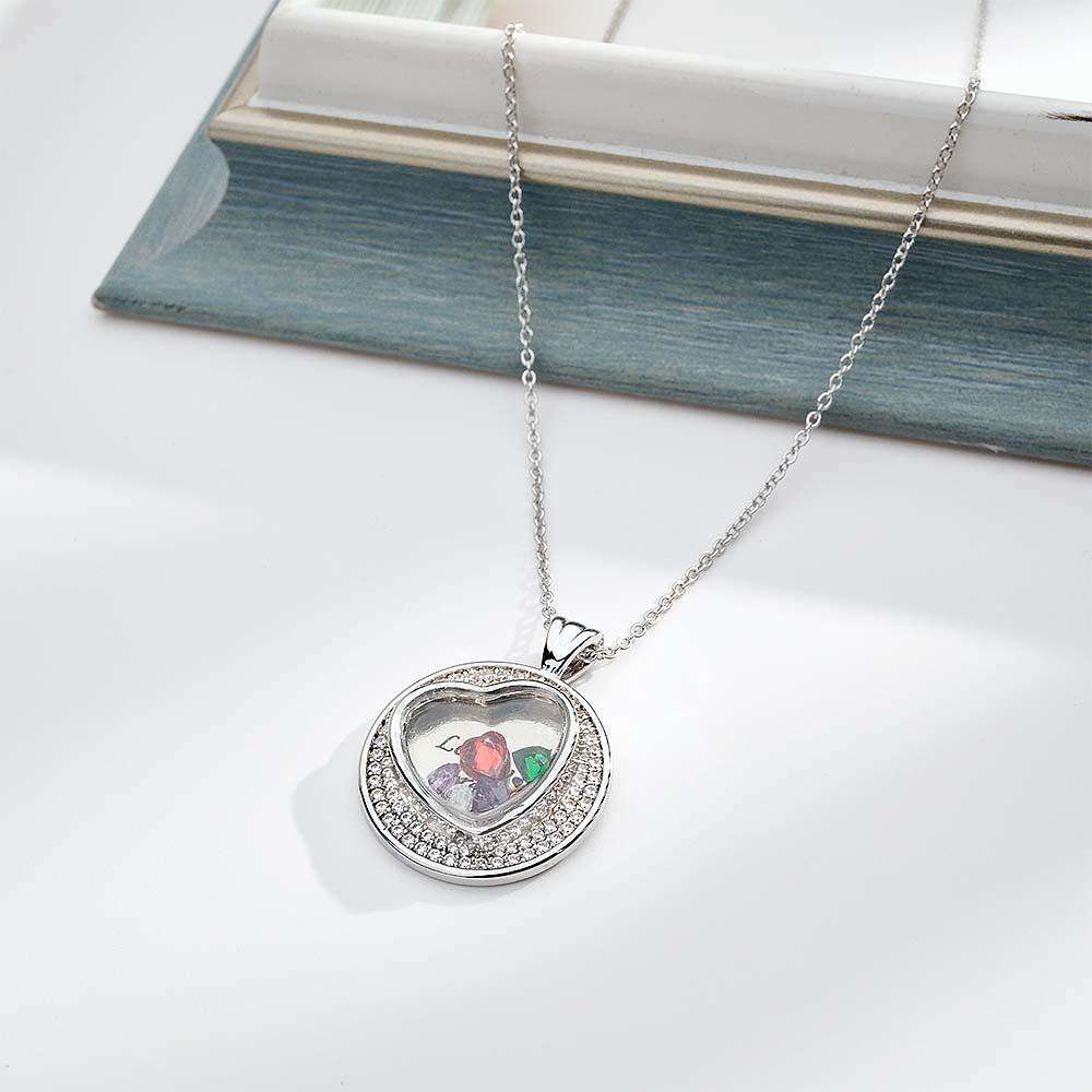 Custom Engraved Rockable Birthstone Necklace Zircon Pendant Gifts For Her - soufeelus