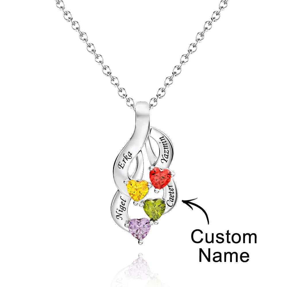 Engravable Vintage Necklace With Heart Birthstone Pendant Necklace For Her - soufeelus