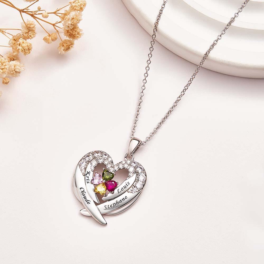 Engravable Birthstone Necklace Gorgeous Wings Gifts For Women - soufeelus
