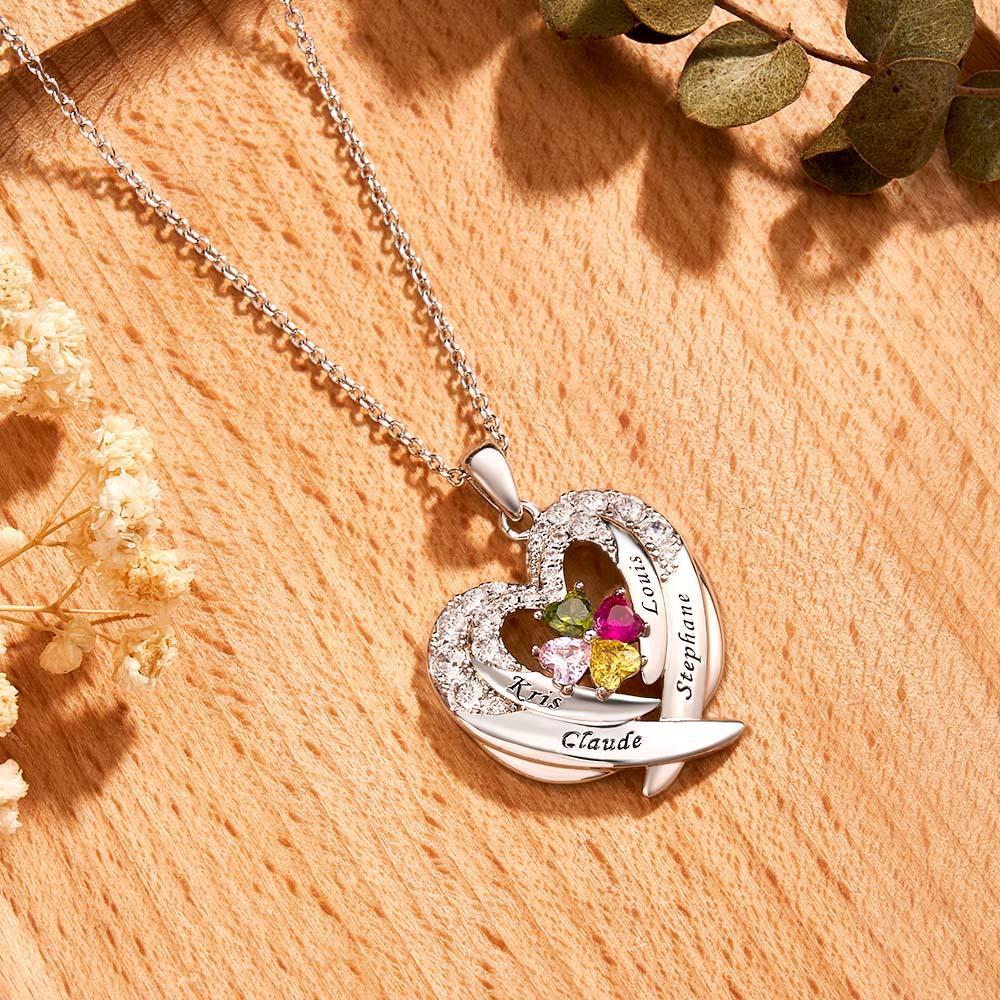 Engravable Birthstone Necklace Gorgeous Wings Gifts For Women - soufeelus