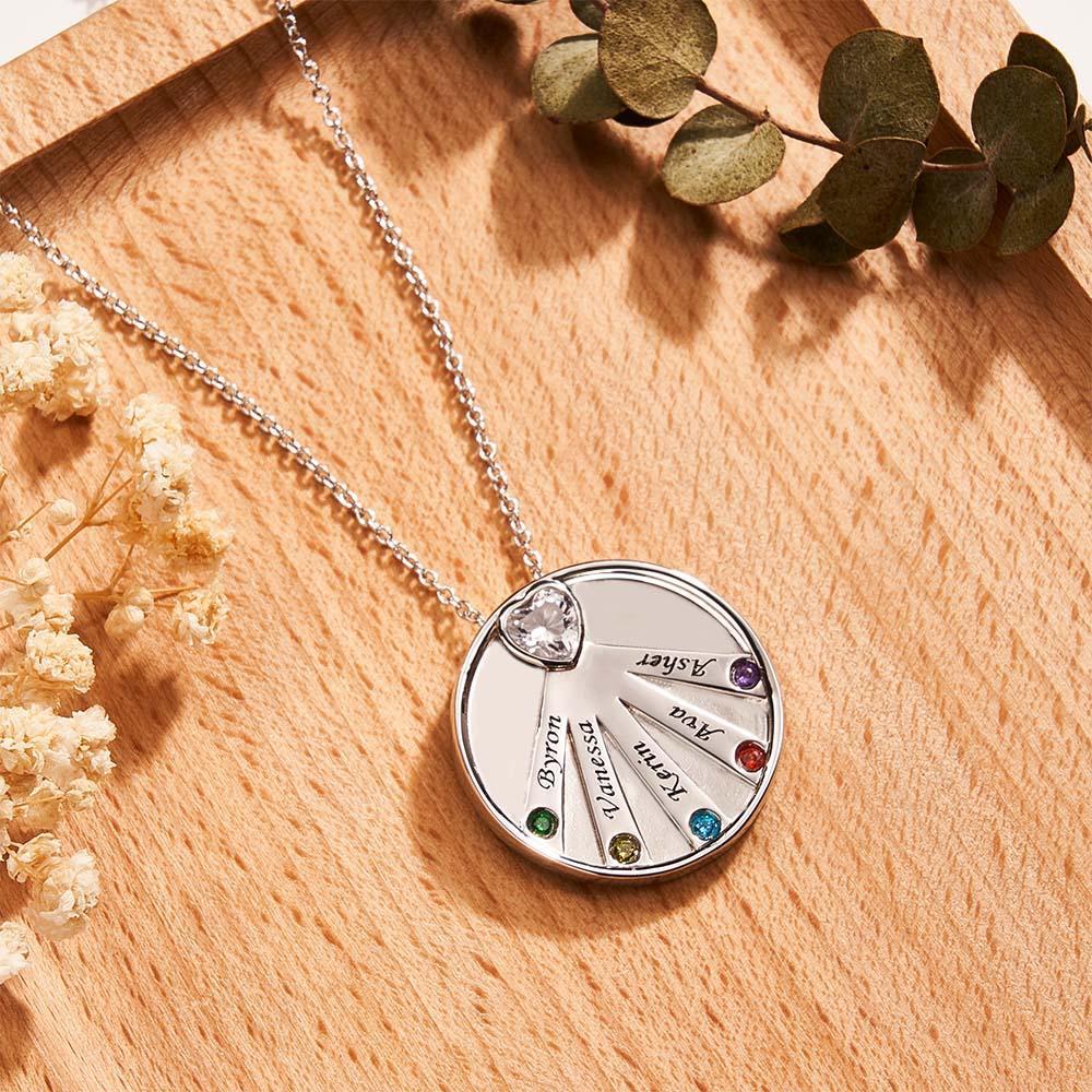 Engravable Birthstone Necklace Charming Circle Pendant Jewelry Gifts For Women - soufeelus